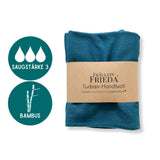Bio Bambus Turban Handtuch mit Kokosnussknopf | Petrol