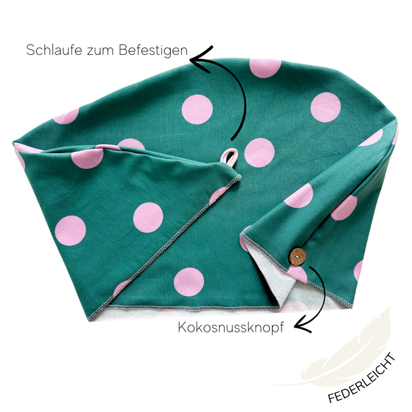 Bio Baumwolle Turban-Handtuch | Retro Dots | Green