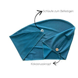 Bio Bambus Turban Handtuch mit Kokosnussknopf | Petrol