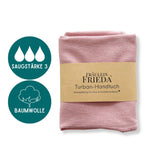Bio Baumwolle Turban-Handtuch mit Kokosnussknopf | Rosé
