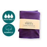 Bio Baumwolle Turban-Handtuch mit Kokosnussknopf | Pflaume