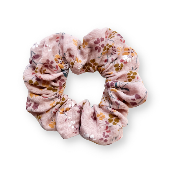 Scrunchie aus Musselin | Altrosa Blumen