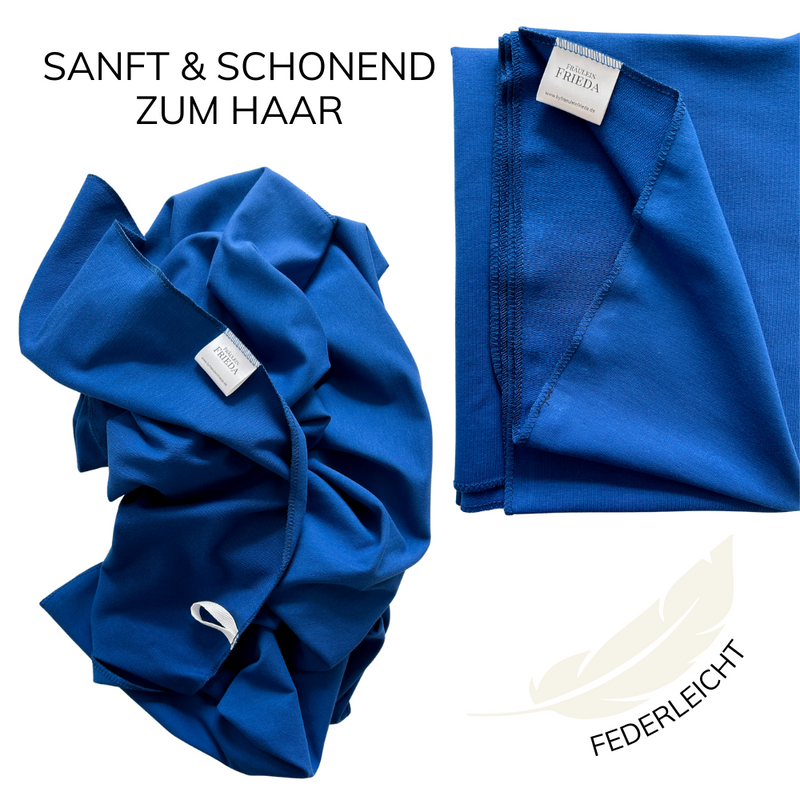 T-Shirt- und Turban-Handtuch Set aus Bio Baumwolle | Fuchsia & Cobalt
