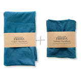T-Shirt- und Turban-Handtuch Set aus Bio Bambus | Petrol