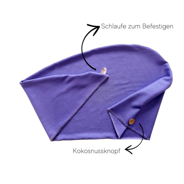 Bio Bambus Turban Handtuch mit Kokosnussknopf | Flieder