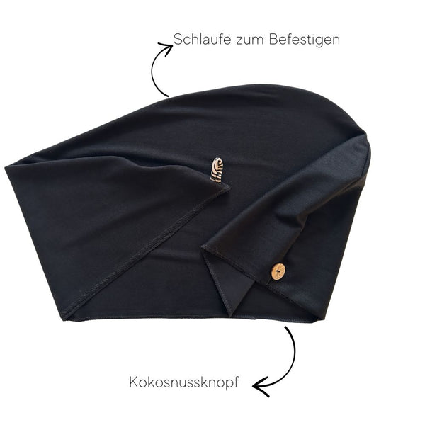 Bio Bambus Turban Handtuch mit Kokosnussknopf | Schwarz