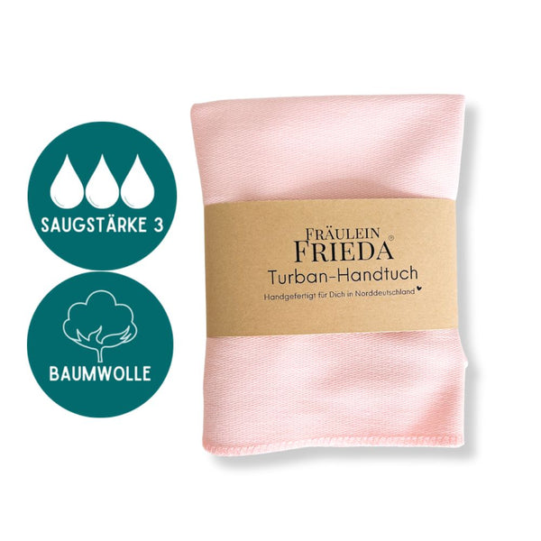 Bio Baumwolle Turban-Handtuch mit Kokosnussknopf | Hellrosa