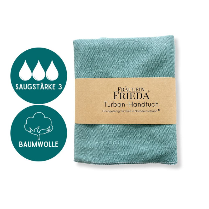 Bio Baumwolle Turban-Handtuch mit Kokosnussknopf | Frost