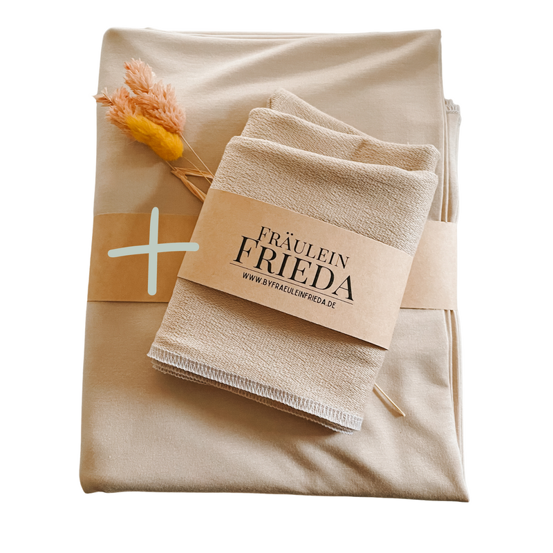 Sauna- und Turban-Handtuch Set aus Bio-Bambus | Beige