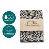 Baumwolle Turban-Handtuch mit Kokosnussknopf | Zebra