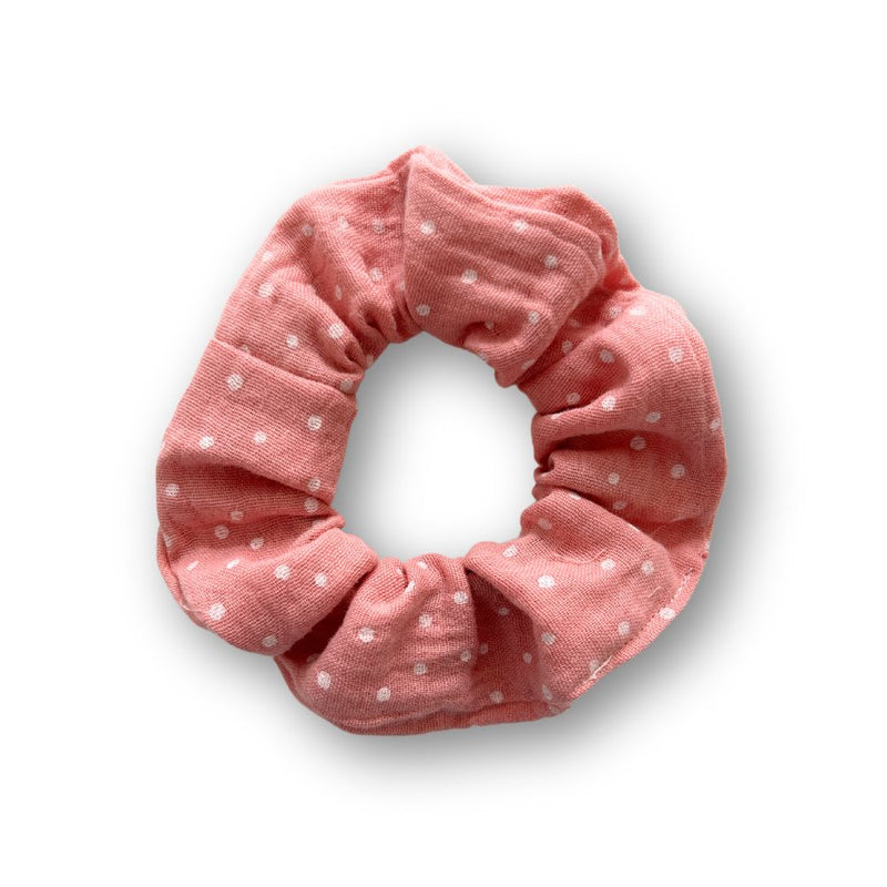Scrunchie aus Musselin | Altrosa gepunktet