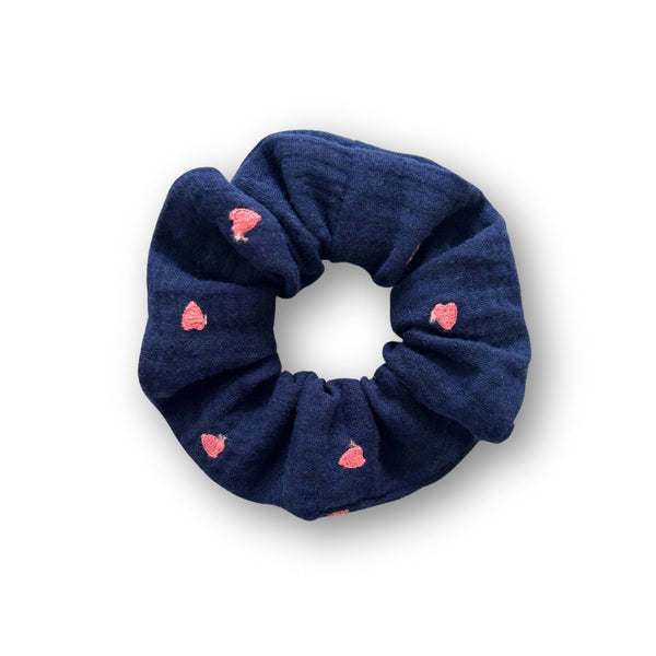 Scrunchie aus Musselin | Navy Herzen