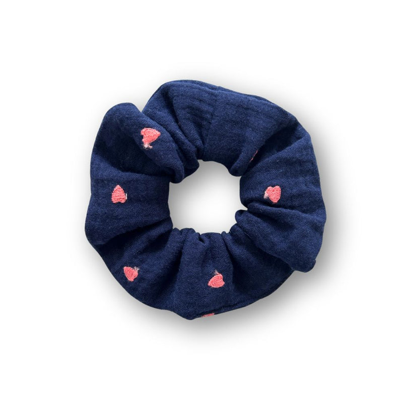Scrunchie aus Musselin | Navy Herzen