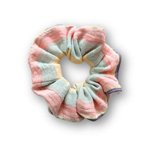 Scrunchie aus Musselin | Pastellstreifen