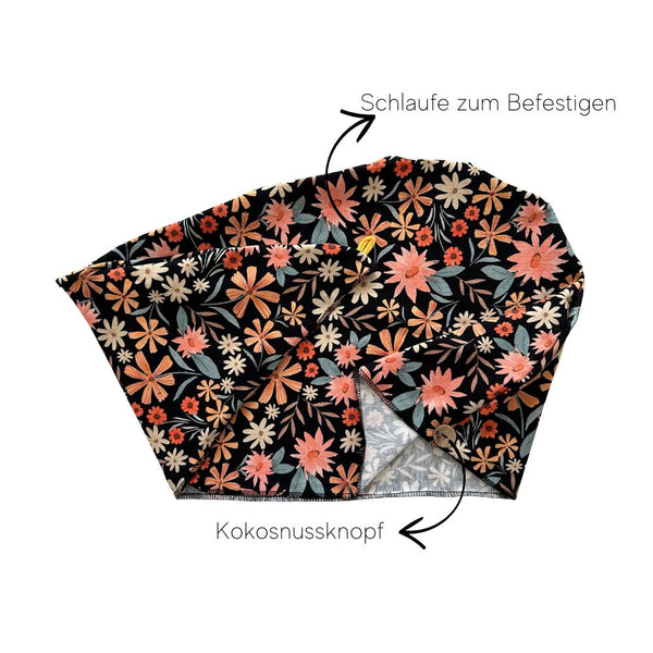Baumwolle Turban-Handtuch mit Kokosnussknopf | Blossom