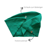 Turban Handtuch aus Baumwolle mit Kokosnussknopf | Matcha 🌿