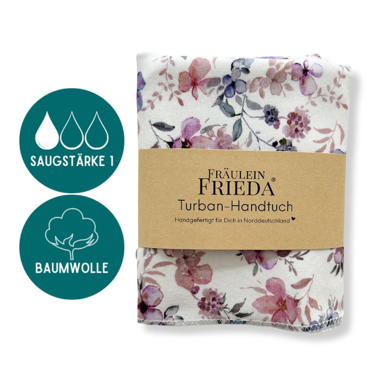 Baumwolle Turban-Handtuch mit Kokosnussknopf | Soft Bloom
