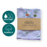 Baumwolle Turban-Handtuch mit Kokosnussknopf Margerite | Flieder
